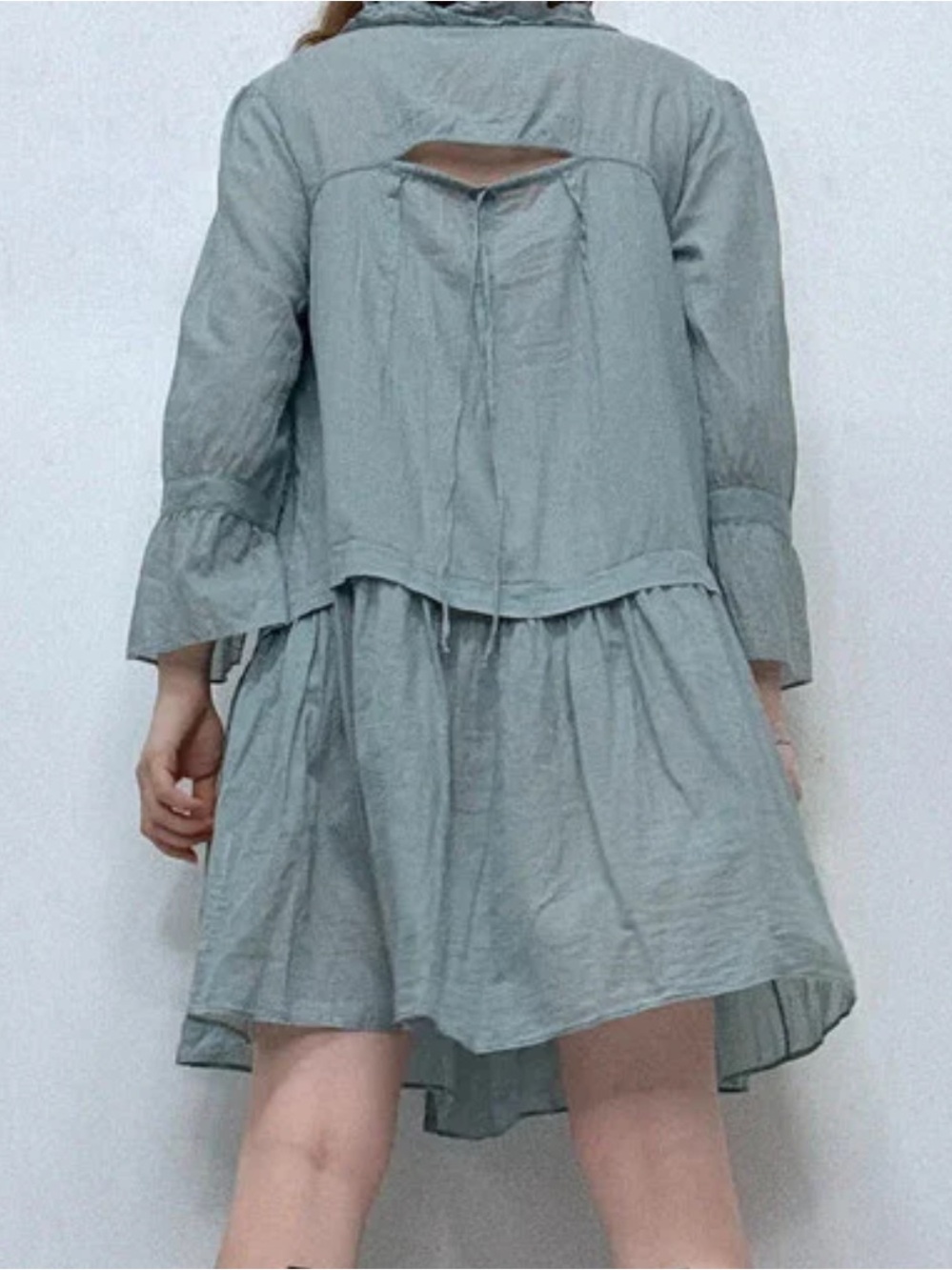 Cop.Copine Pale Blue Ruffle Button-Front Mini Dress s/m - Picture 3 of 16
